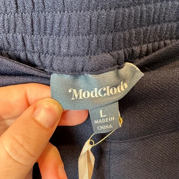 NWT Modcloth Navy Blue Nautical Wide Leg Pull on Trousers - Size Large - Picture 5 of 8